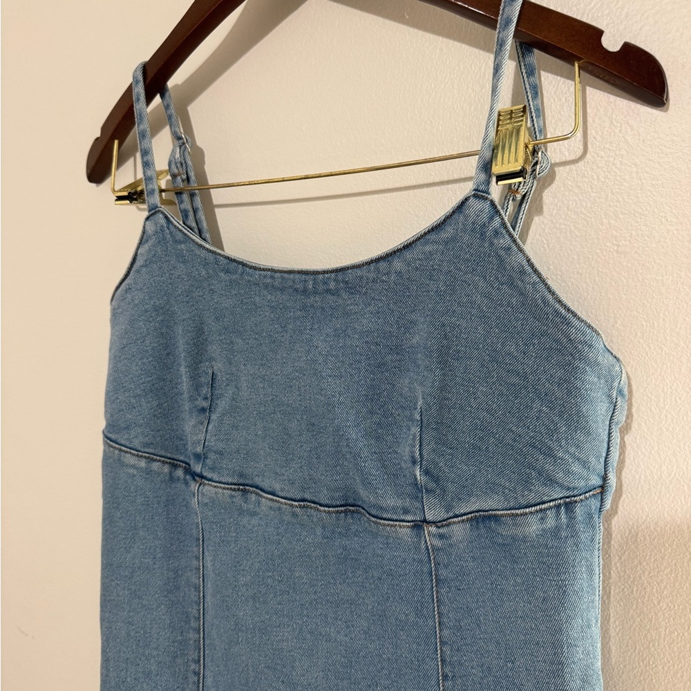 Lone Star Denim Mini Dress Adjustable Straps Zip Back Women's Size Medium Y2K - Picture 3 of 8